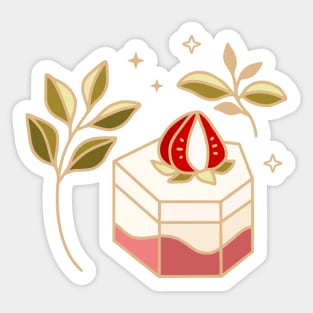 Strawberry Cake and Leaf Branch Sticker